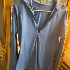 Nike Pro Women Blue Long Sleeve Half Zip Training Athletic Top Size L